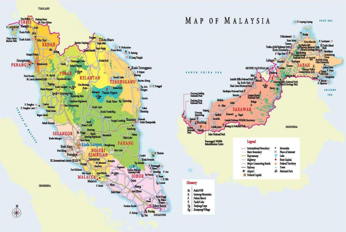말레이시아 지도 관광