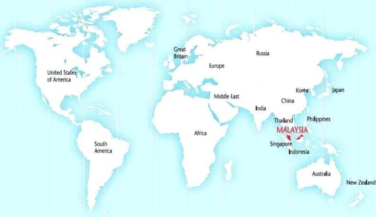 을 보여주는 세계 지도 말레이시아