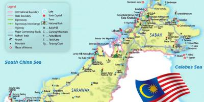 지도의 동쪽 말레이시아